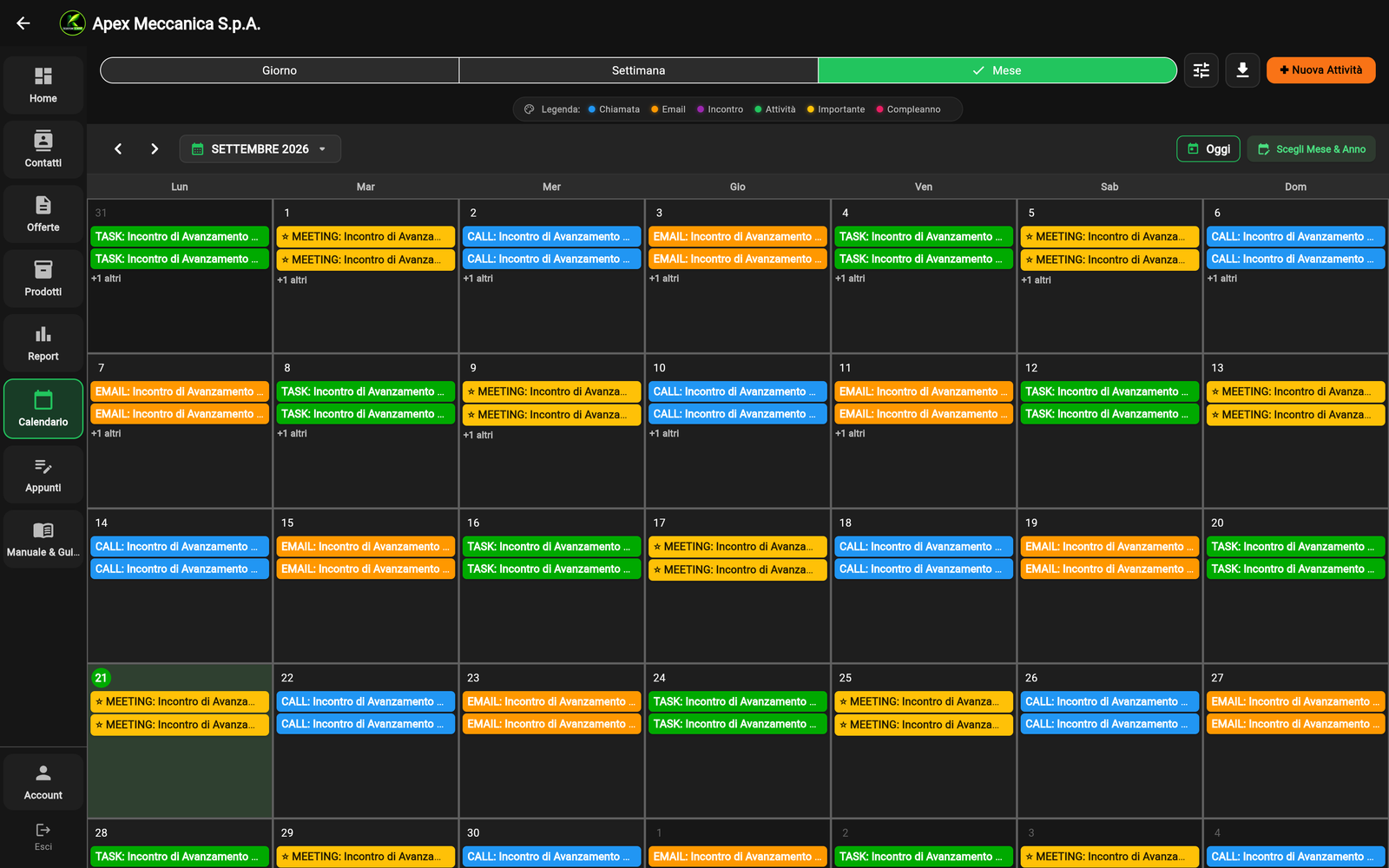 KUSTOR CRM Agenda Operativa e Calendario Lavori